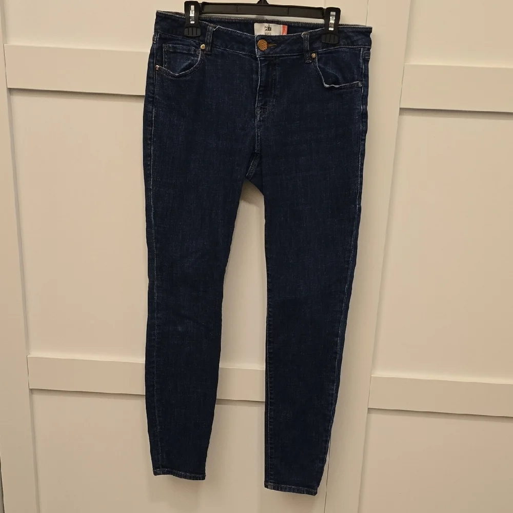 CAbi 5493 Dark Blue Skinny Jeans. Size 8